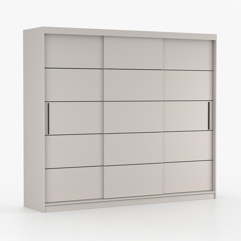 SCHWEBETÜRENSCHRANK ALBA II K 250/218/61 cm 3-türig Kaschmir - Kaschmir/Schwarz, Holzwerkstoff/Kunststoff (250/218/61cm) - imoebel24