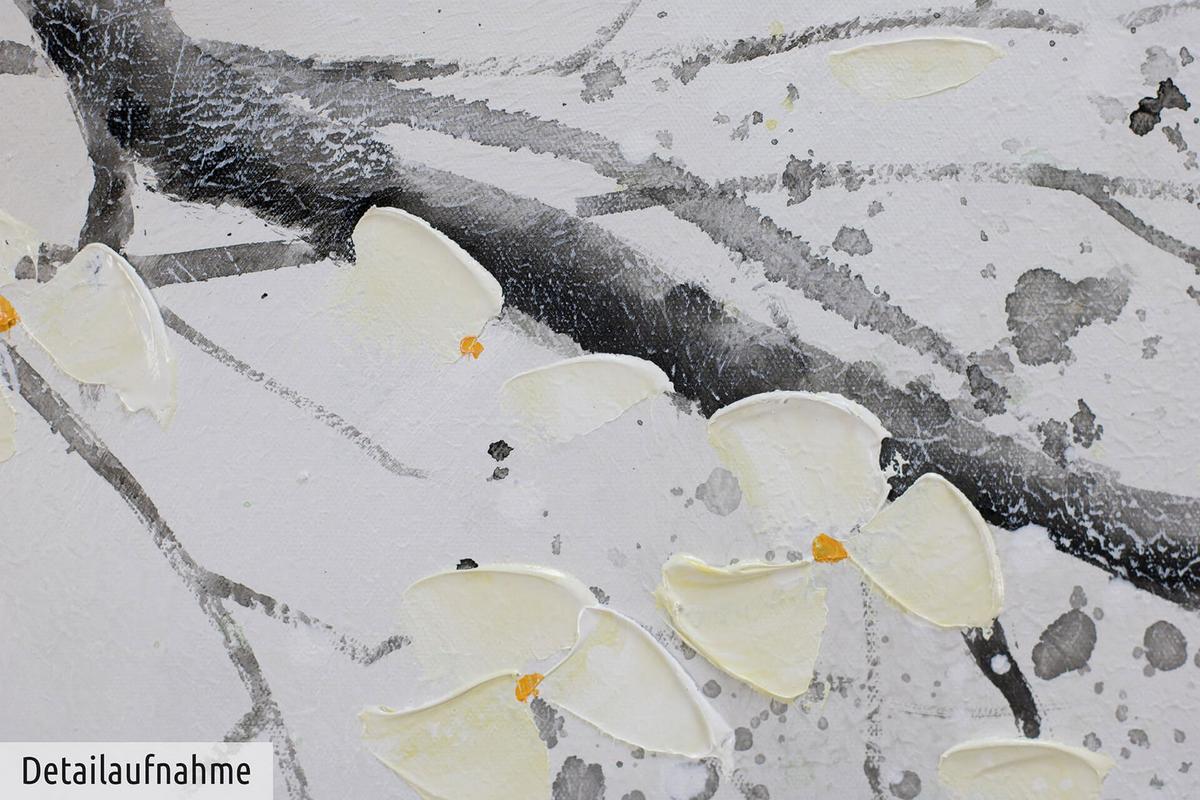 ACRYLBILD HANDGEMALT 150/50 cm - Beige/Weiß, Holz/Textil (150/50cm) - KUNSTLOFT