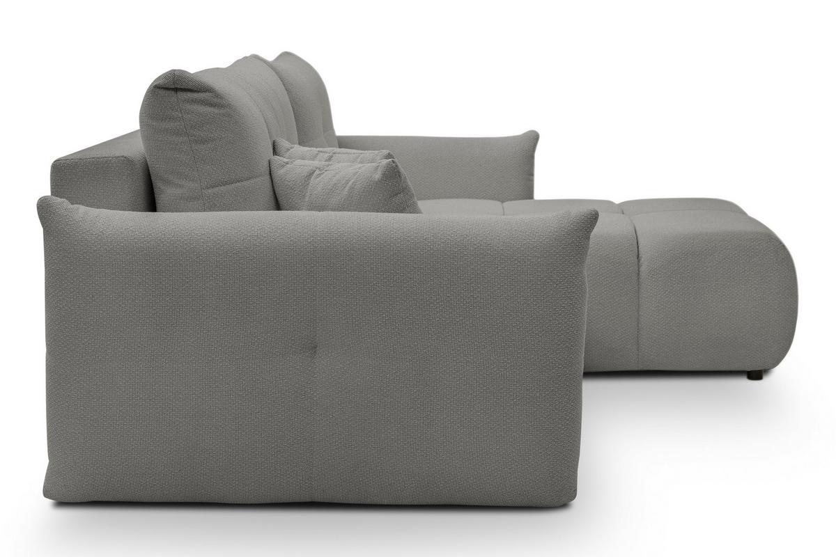 ECKSOFA MODA E Grau Geflochtener Stoff mit Schlaffunktion - Grau, Holz (257/177cm) - MASSENO