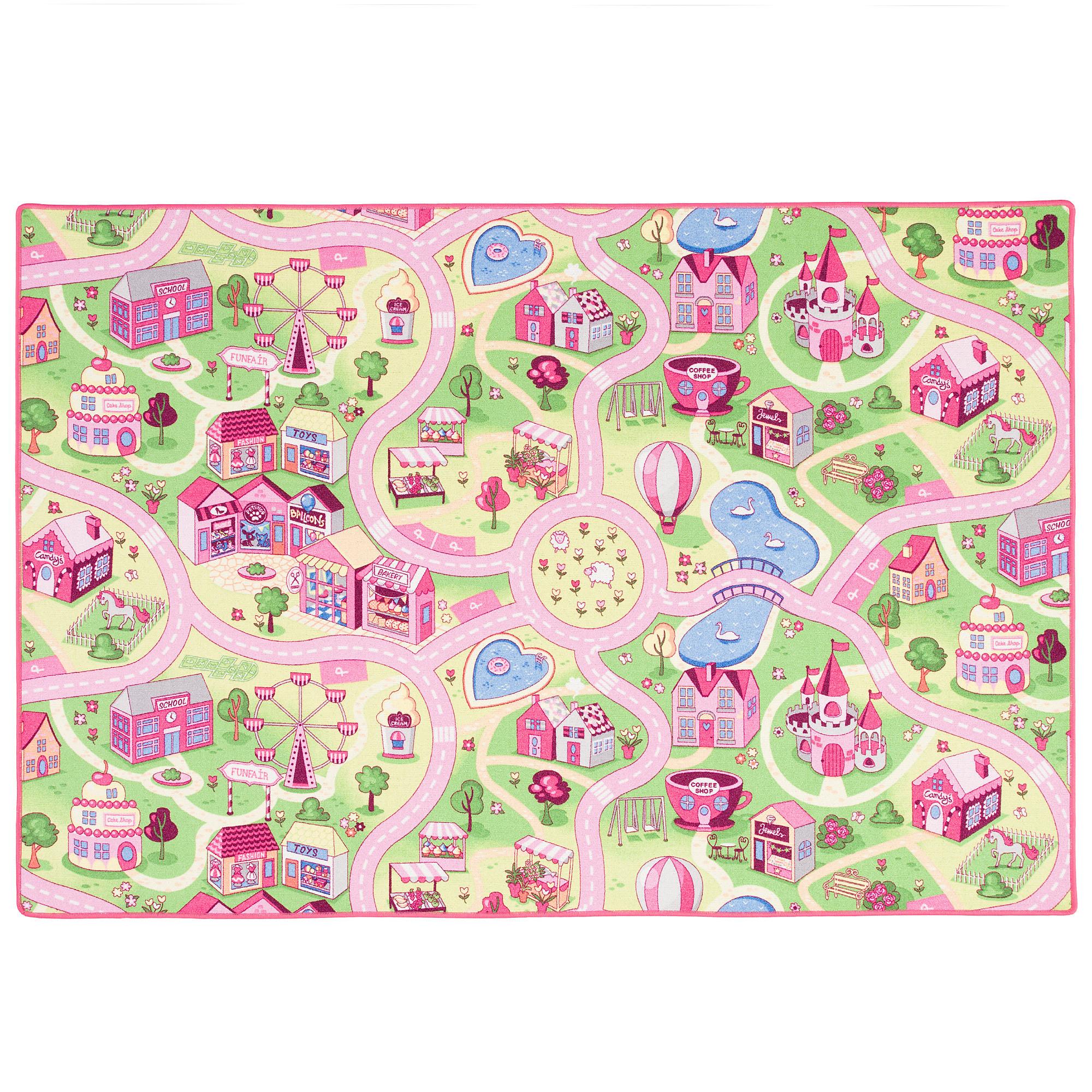 KINDER SPIEL TEPPICH GIRLS VILLAGE - Rosa, Textil (80/160cm) - Snapstyle