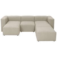 WOHNLANDSCHAFT 2 Kattrina Flachgewebe creme - Creme, Kunststoff (275/73/235cm) - 58aufmkessel
