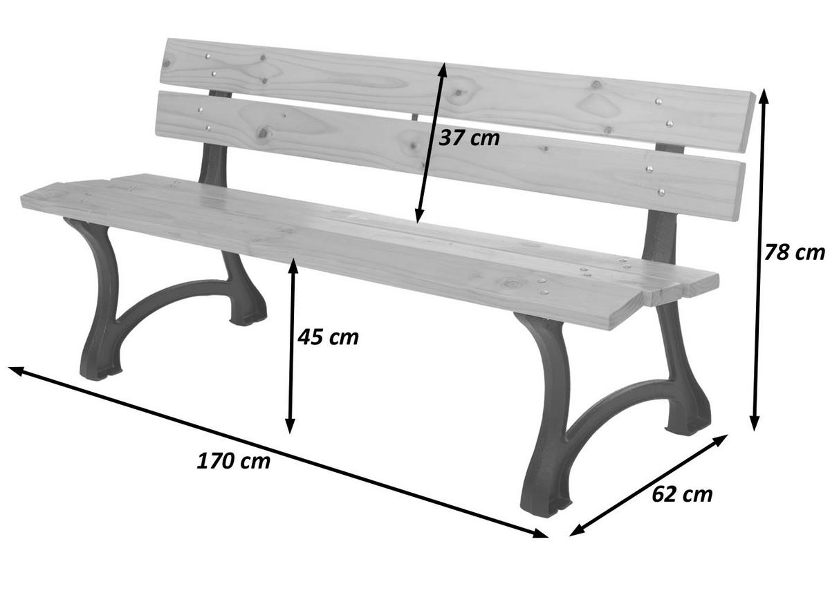 GARTENBANK Teak Dekor - Teakfarben, Holz (170/78/62cm) - MCW
