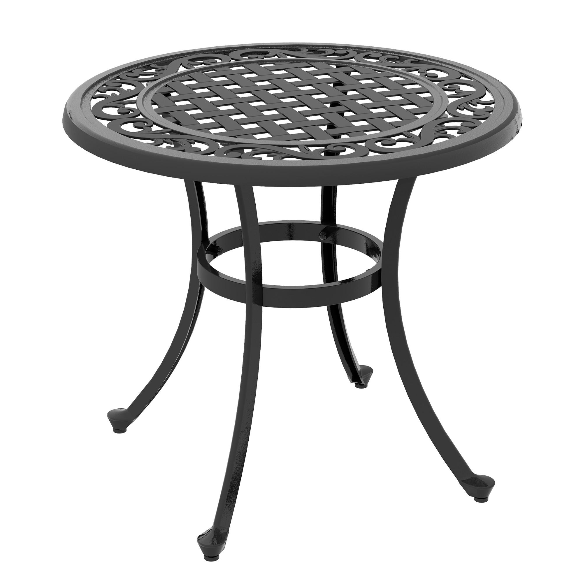 GARTEN BEISTELLTISCH, Schwarz,Aluminium - Schwarz, Metall (60/60/53cm) - Outsunny