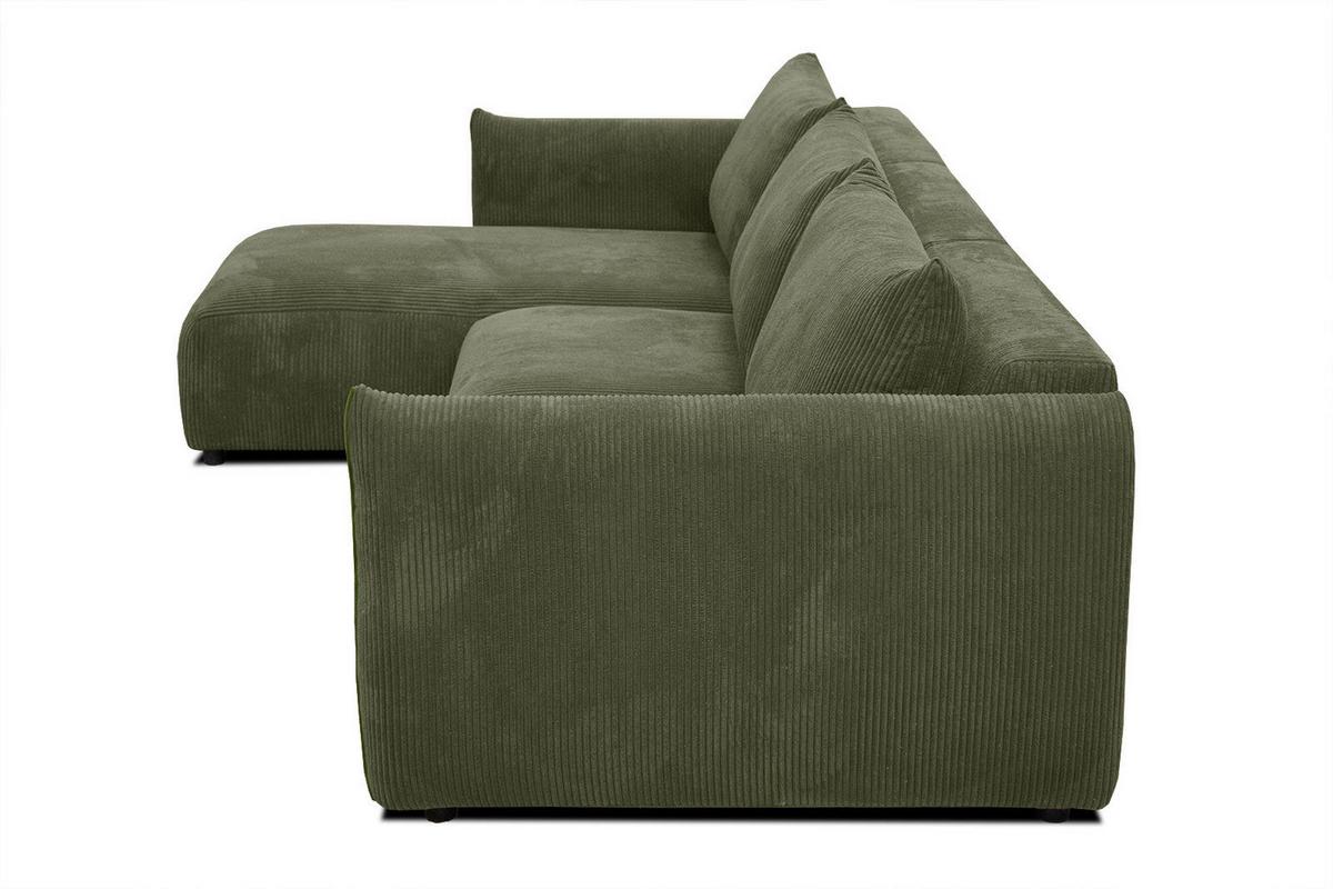 ECKSOFA TAUER 5-Sitzer, olivgrün - Schwarz/Olivgrün, Holzwerkstoff/Kunststoff (173/294cm) - Wozimo