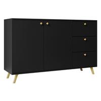 KOMBIKOMMODE Siena 2D3S - Goldfarben/Schwarz, Holzwerkstoff/Metall (138/86/41cm) - MIRJAN24