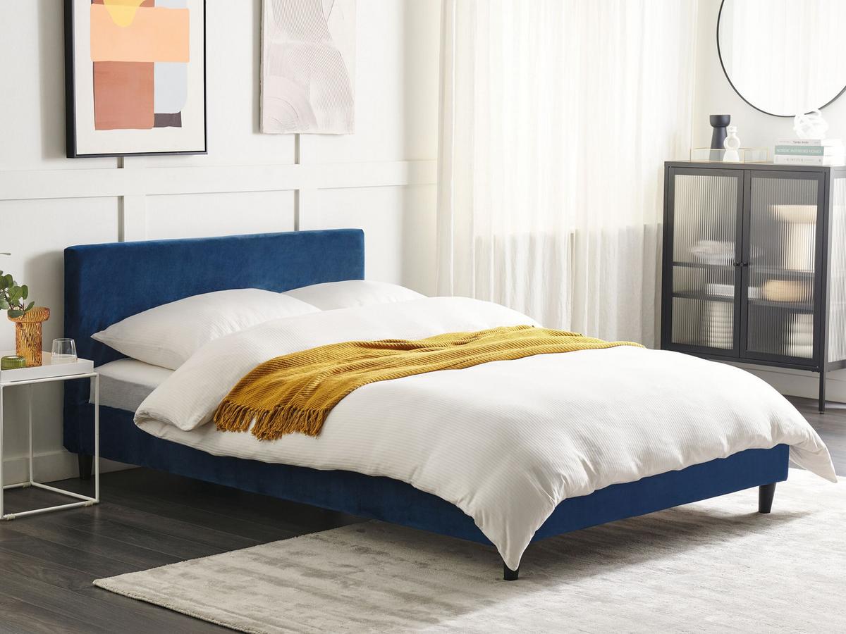 POLSTERBETT 140/200cm Dunkelblau Fitou - Dunkelblau, Textil (140/200cm) - Beliani