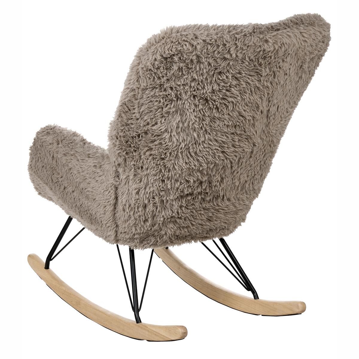 SCHAUKELSESSEL Webpelz Taupe Akra - Hellbraun, Textil (66/104/98cm) - Beliani