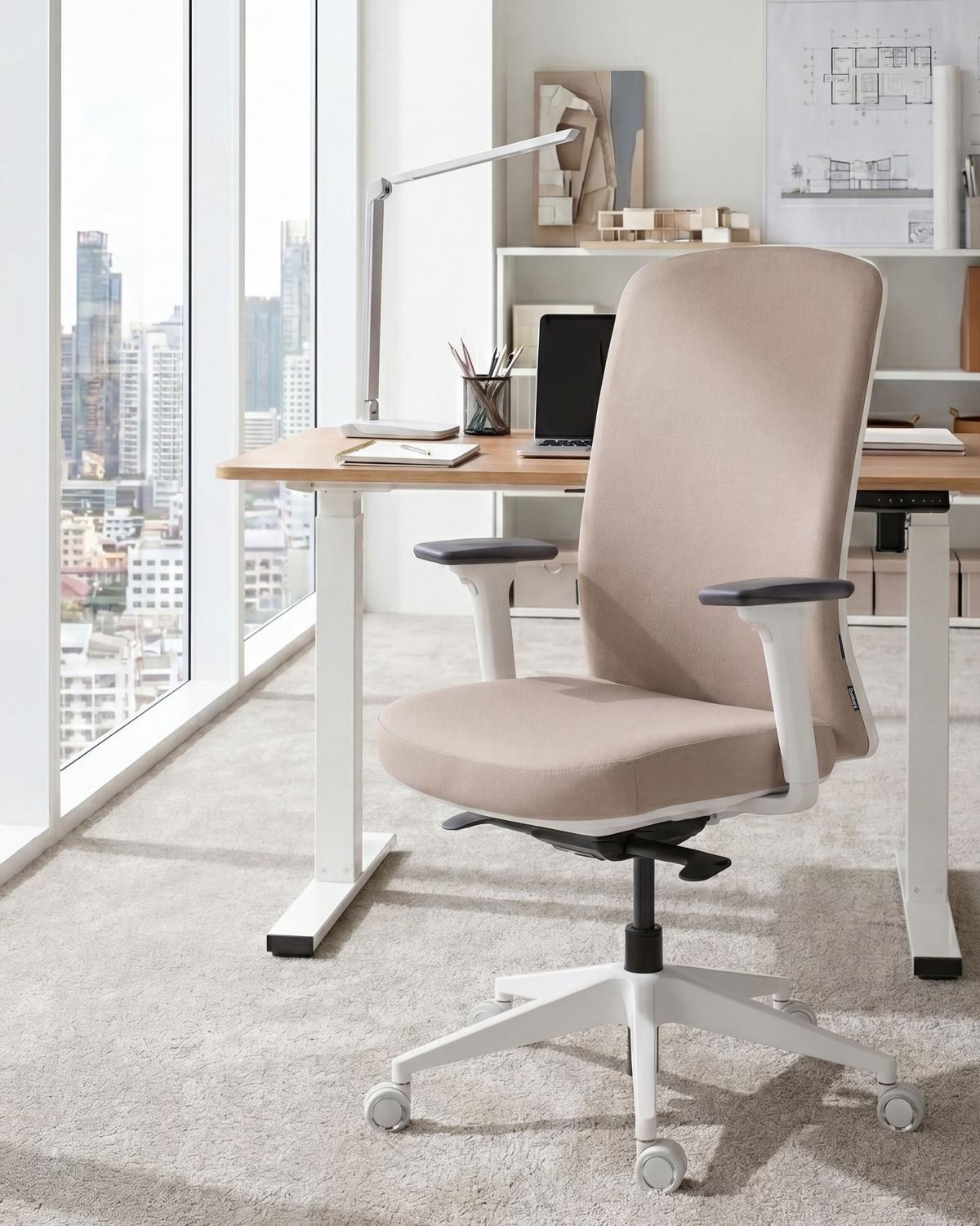 BÜROSTUHL Stoff Taupe Kamilon - Taupe/Beige, Textil (60/98/65cm) - Beliani