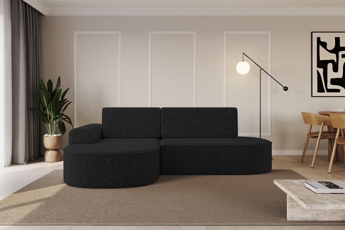 ECKSOFA mit Schlaffunktion und Bettkasten Ottomane Links MARI-L1-S - 283x167x73 cm Schwarz Tissu - Schwarz, Holzwerkstoff/Kunststoff (283/167cm) - ALTDECOR
