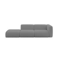 SOFA Ottomane Rechts MIRA-S3 296x89x70 Grau Bouclé - Platinfarben/Schwarz, Holzwerkstoff/Kunststoff (296/70/89cm) - ALTDECOR