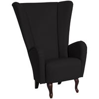 HOCHLEHNSESSEL Kailey Bezug Kunstleder Buche nussbaum dunkel / schwarz - Schwarz, Kunststoff (96/122/89cm) - 58aufmkessel