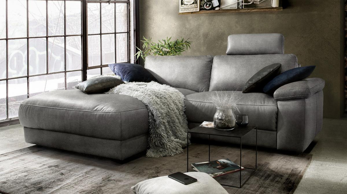 ECKSOFA MOTORISCHER RELAXFUNKTION LOLA Grau Webstoff Relaxfunktion - Schwarz/Grau, Textil (233/178cm) - KAWOLA