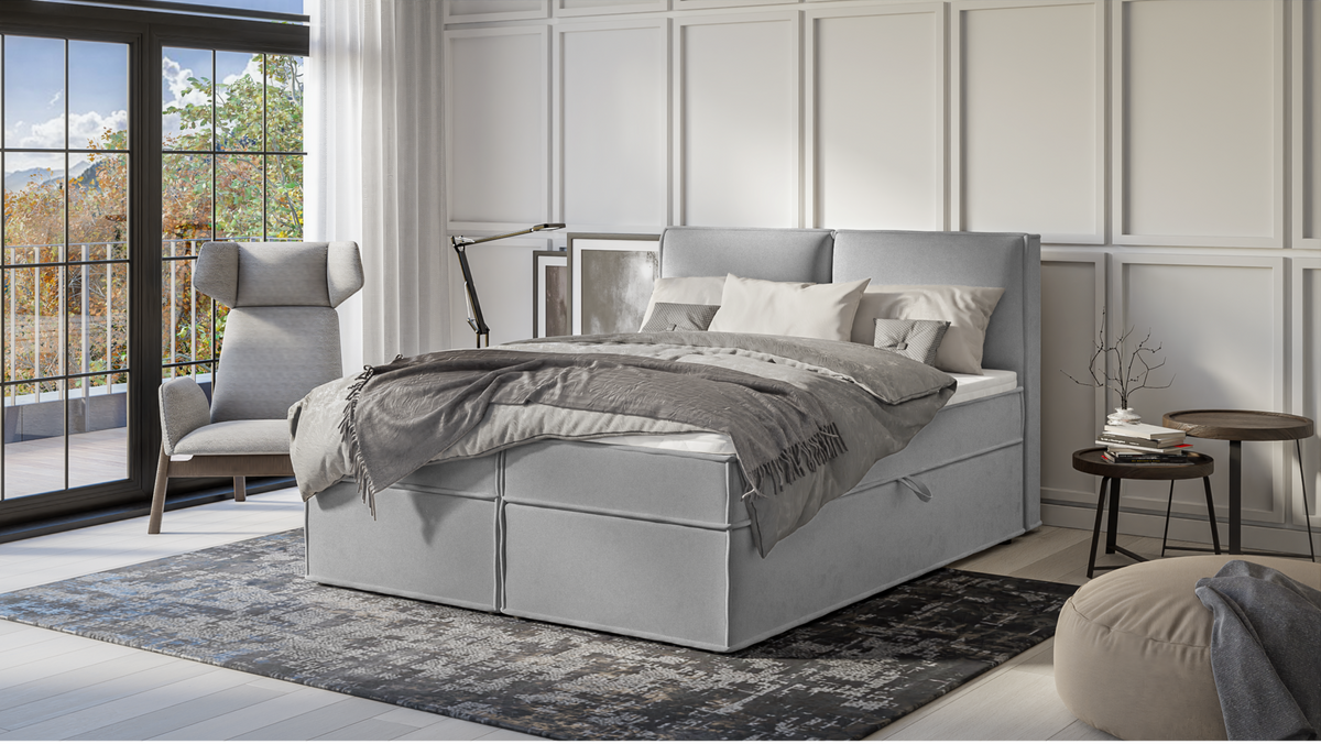 BOXBETT Eclipse 160/200 cm Grau Luxusmicrofaser - Schwarz/Grau, Holz/Kunststoff (160/200cm) - S-Style Möbel