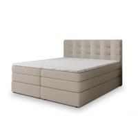 BOXSPRINGBETT AREZI 200x200 cm mit Matratze und Topper, H2+H3 - Beige - Beige, Holz (200/200cm) - MASSENO