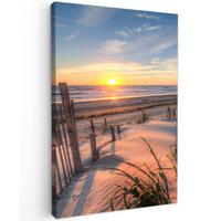 LEINWANDBILD Strand - Meer - Düne - Sonnenuntergang - Landschaft Deko Groß 90x140 cm - Beige, Textil (90/140cm) - MuchoWow