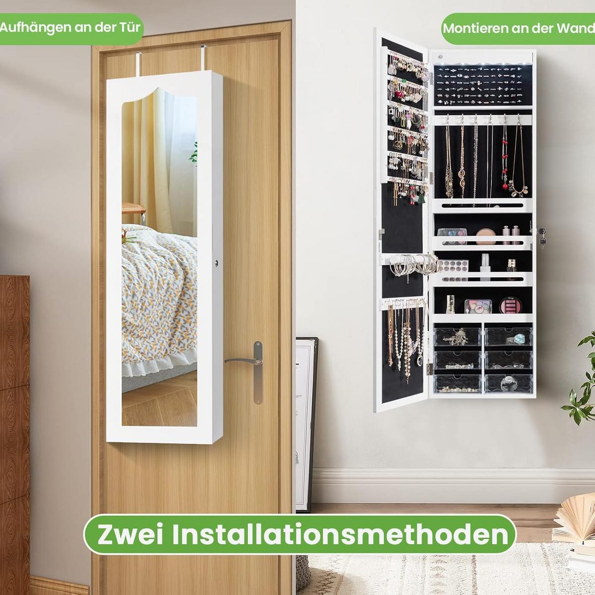 SCHMUCKSCHRANK 120cm Weiß - Weiß, Holz (37/120/12cm) - COSTWAY
