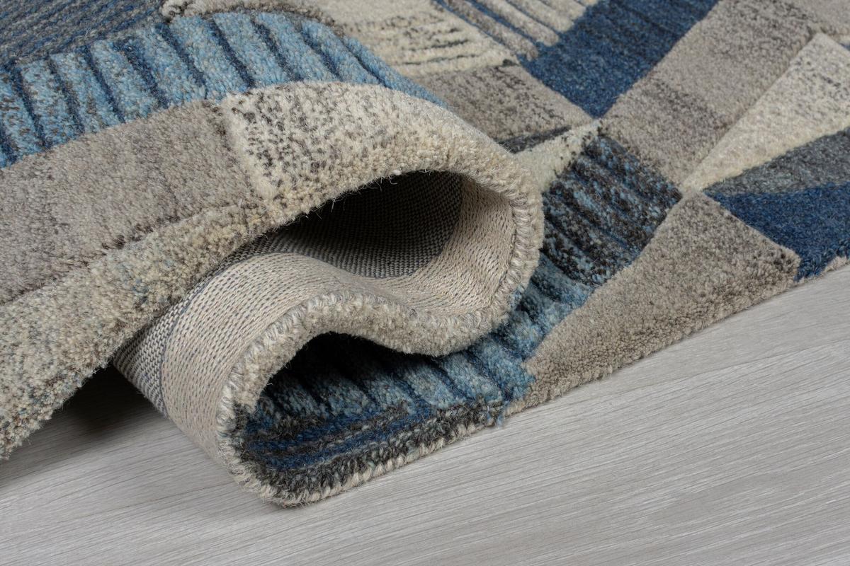 TEPPICH aus Wolle ESK in Blau, geometrisch, 160 x 230 cm - Blau, Textil (160/230cm) - KADIMA DESIGN