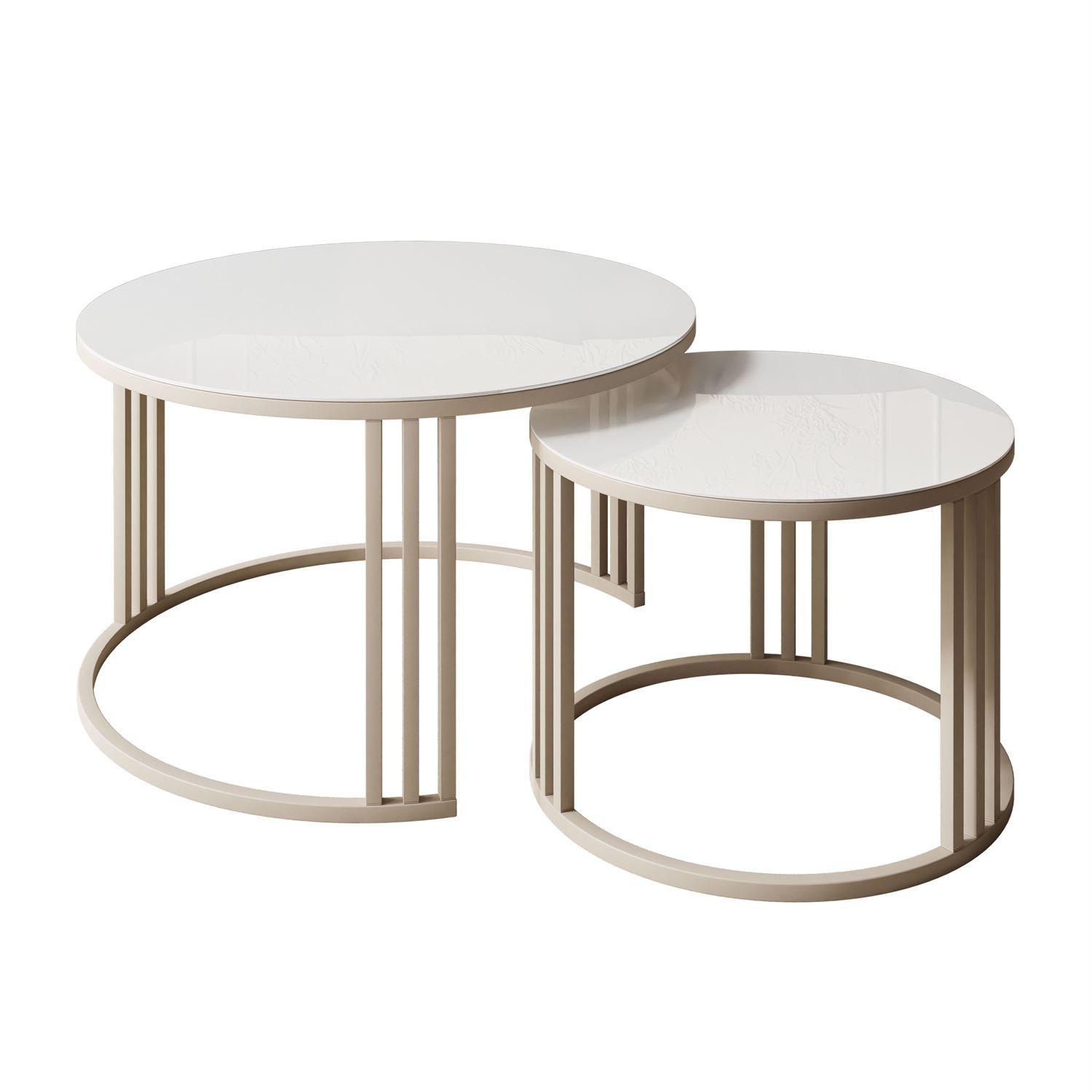 COUCHTISCH LORI 2in1 KASCHMIR mit Glasplatte Kaschmir / Glas Weiß - Kaschmir/Weiß, Holzwerkstoff (70/70/48cm) - Lookway