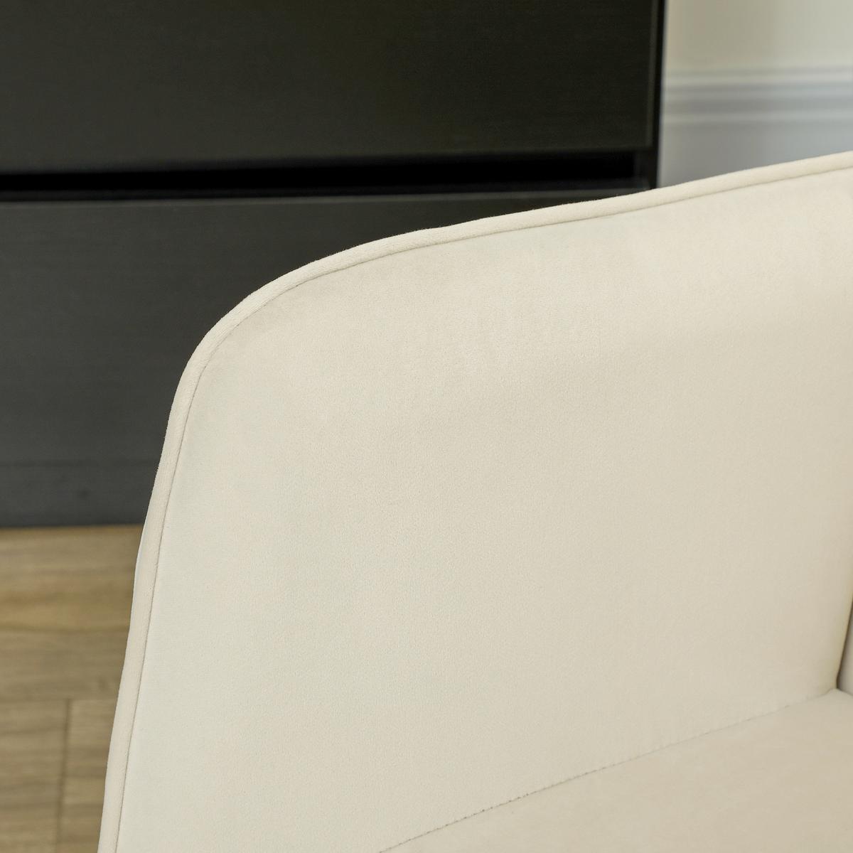 SCHAUKELSTUHL, Schaukelsessel mit Samtoptik, Armlehne für Wohnzimmer, Beige - Beige/Naturfarben, Buchenholz/Textil (98/101/71cm) - HOMCOM