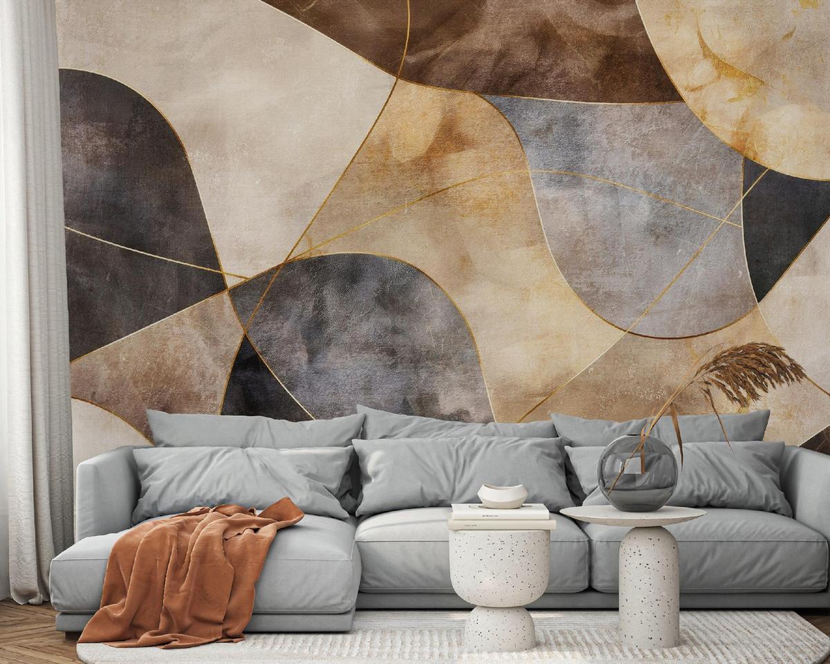 FOTOTAPETE Art Deco Abstrakt Beige 368x254 cm - Multicolor, Textil (368/254cm) - Wallarena