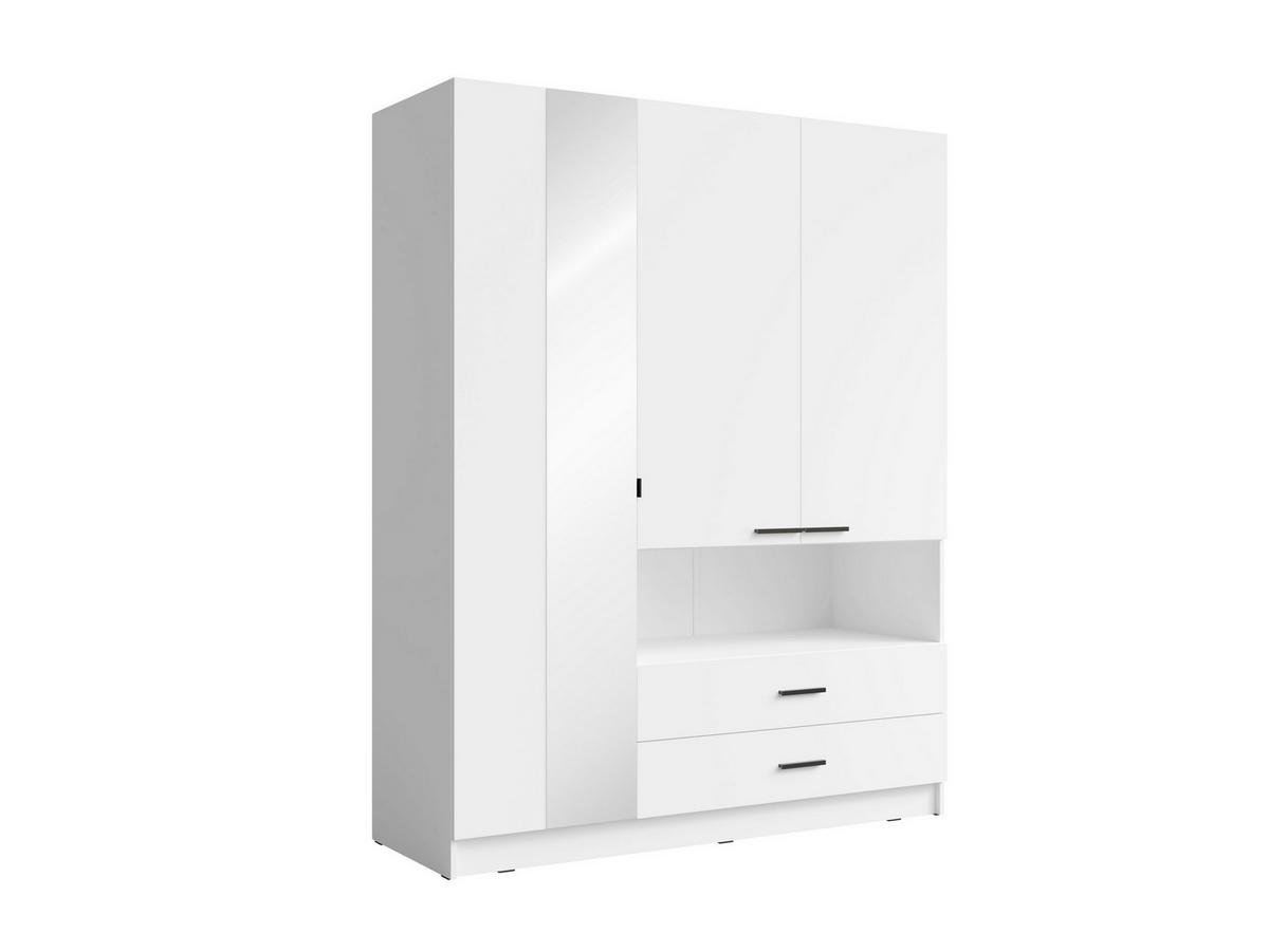 DREHTÜRENSCHRANK CHARON 158,3/200,6/55cm 3-türig mit Spiegel Weiß - Weiß, Holzwerkstoff (158.3/200.6/55cm) - MASSENO