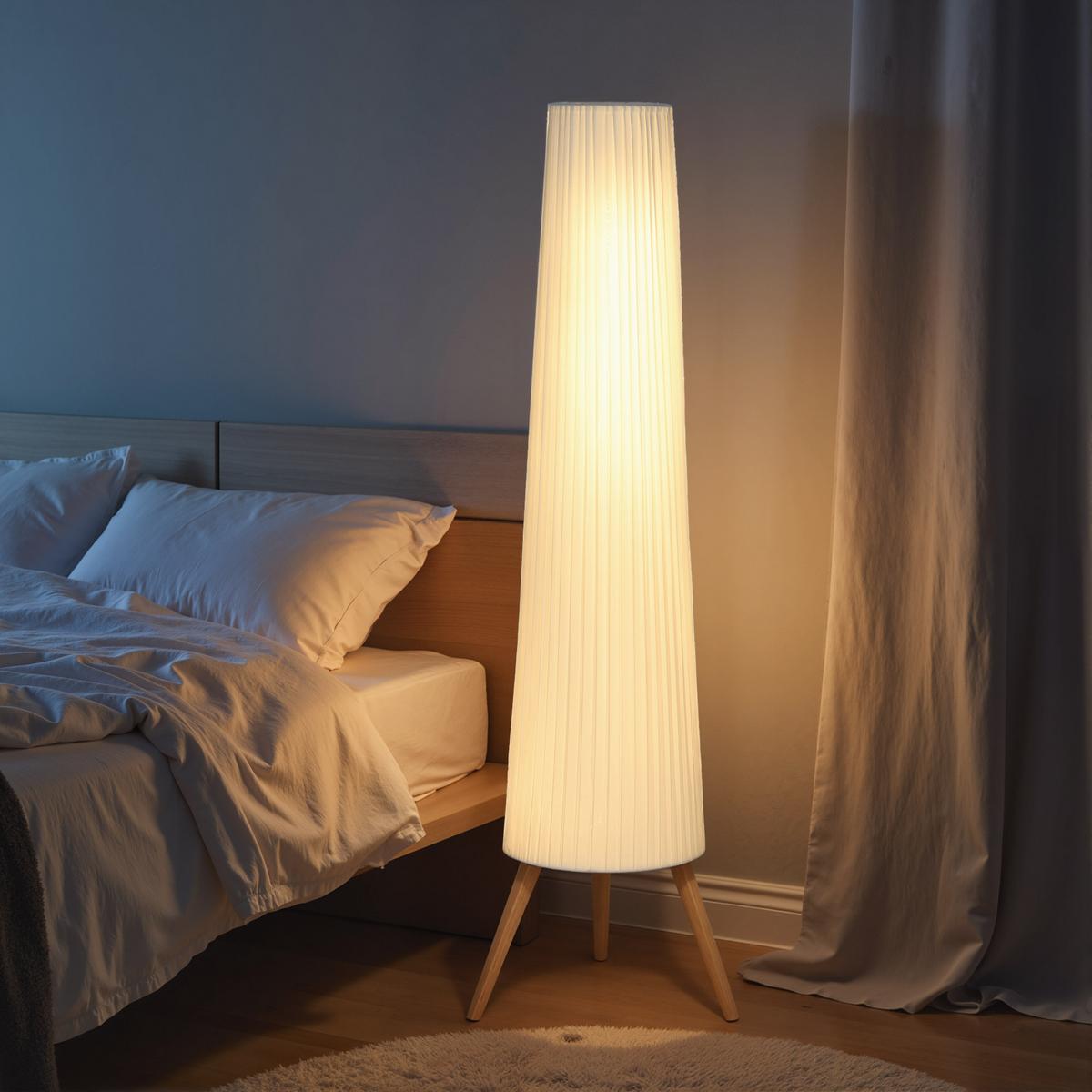 STEHLAMPE Led Dimmbar Fußschalter - Weiß, Holz (46/46/153cm) - HOMCOM