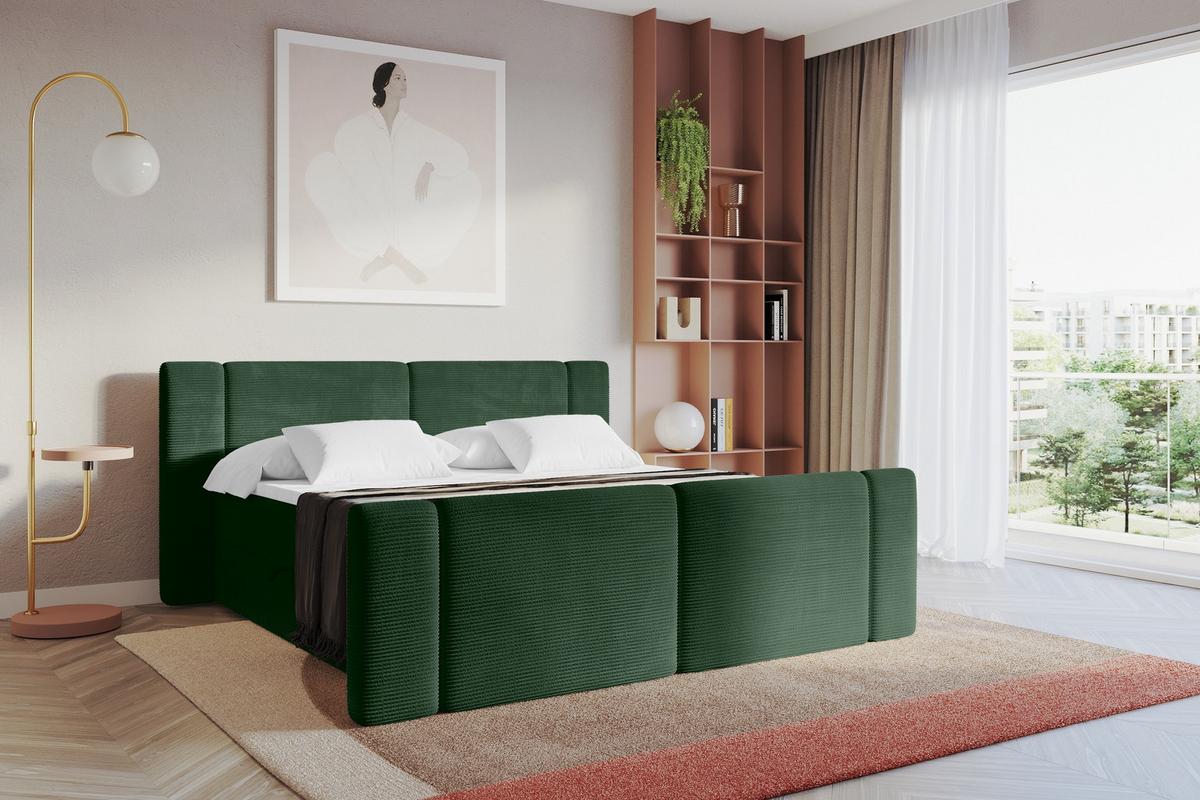 BOXBETT mit Matratze H4 - EVON Zanozek - 180x200 cm Grün - Grün, Holzwerkstoff (180/200cm) - ALTDECOR