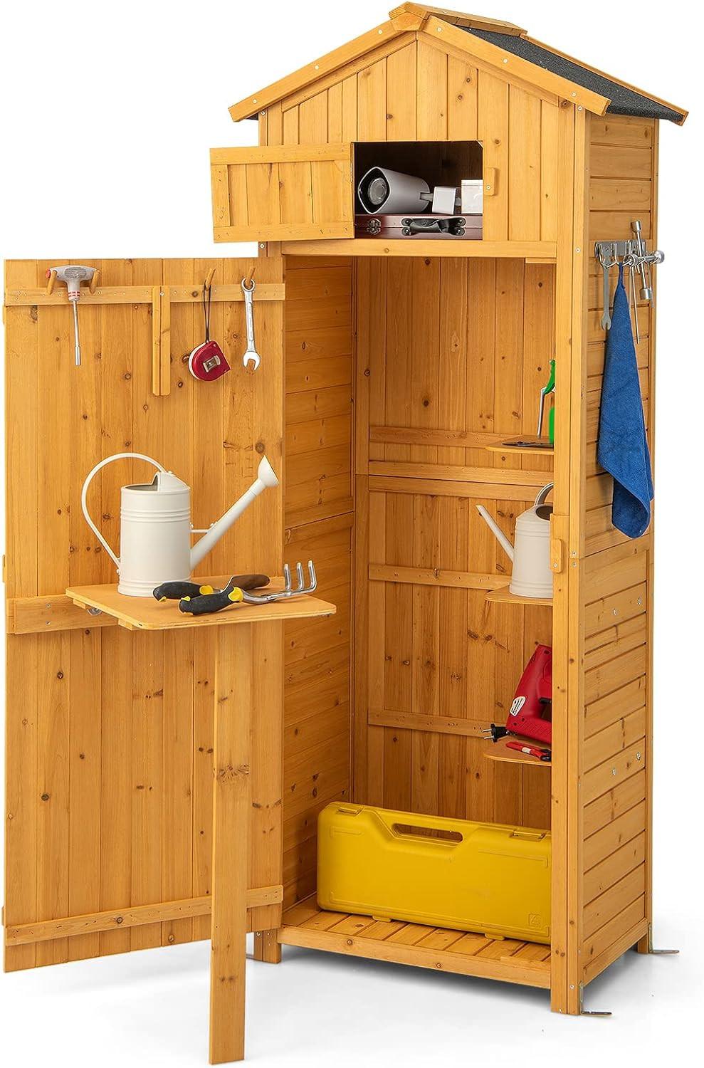 GERATEHAUS wetterfest Holz - Apfelbaumfarben, Holz (75/181/50cm) - COSTWAY