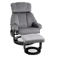 MASSAGESESSEL inkl. Hocker Fernsehsessel drehbar Relaxsessel Samt-Touch Grau - Schwarz/Grau, Textil/Metall (80/102/76cm) - HOMCOM