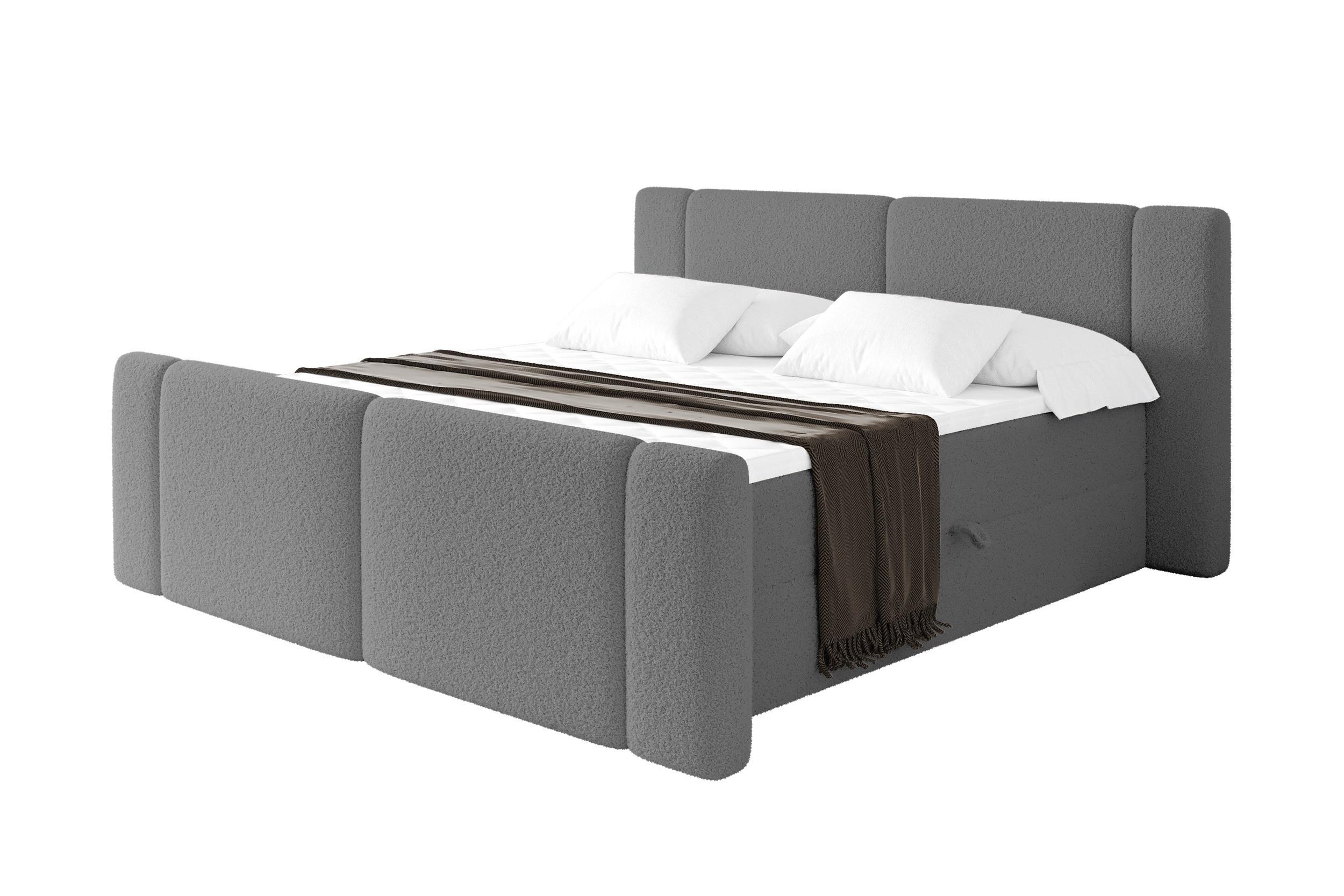 BOXBETT mit Matratze H4 - EVON Zanozek - 180x200 cm Grau - Taupe, Holzwerkstoff (180/200cm) - ALTDECOR