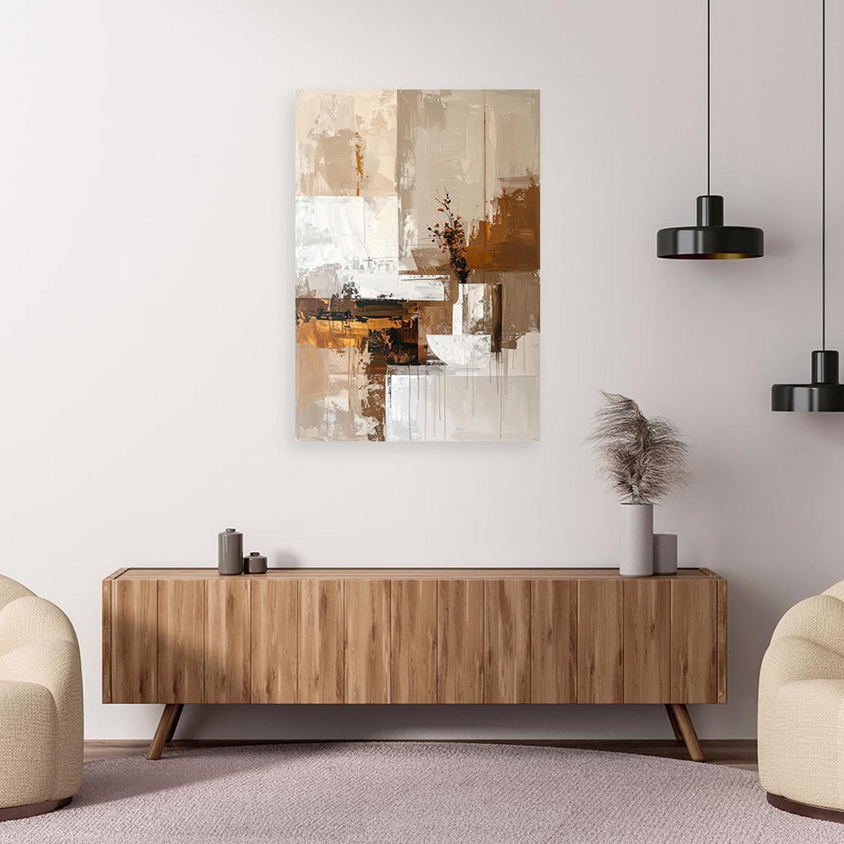 LEINWANDBILD, Beigebraune moderne Boho Abstrakt - Beige, Textil (70/100cm) - Feeby