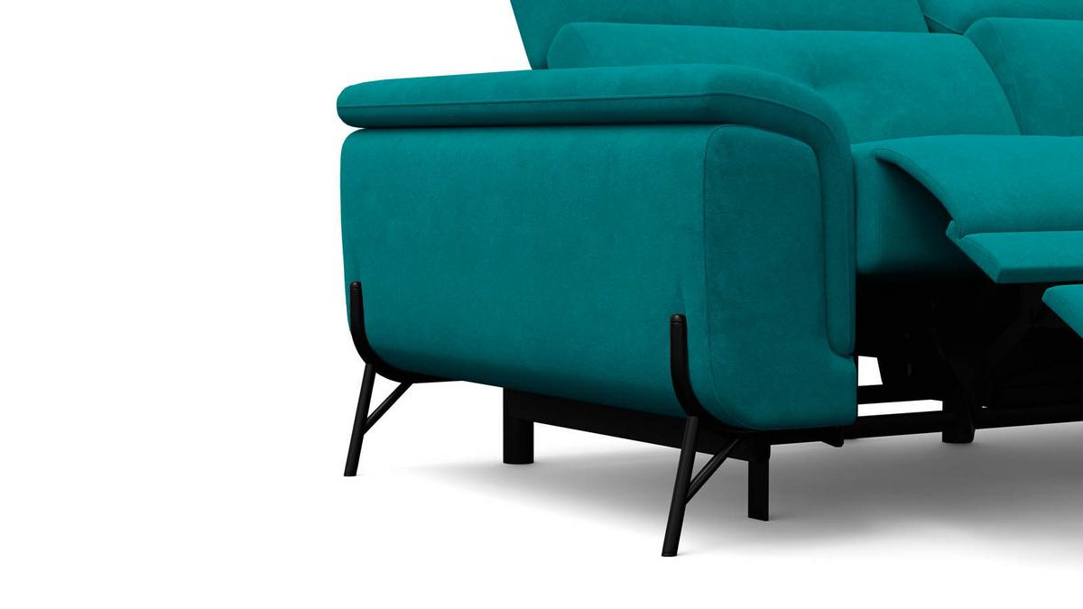SOFA RELAX AVENA 3-Sitzer, dunkelgrüner Veloursstoff - Dunkelgrün/Schwarz, Holz/Textil (204/80/108cm) - Courtois Laville