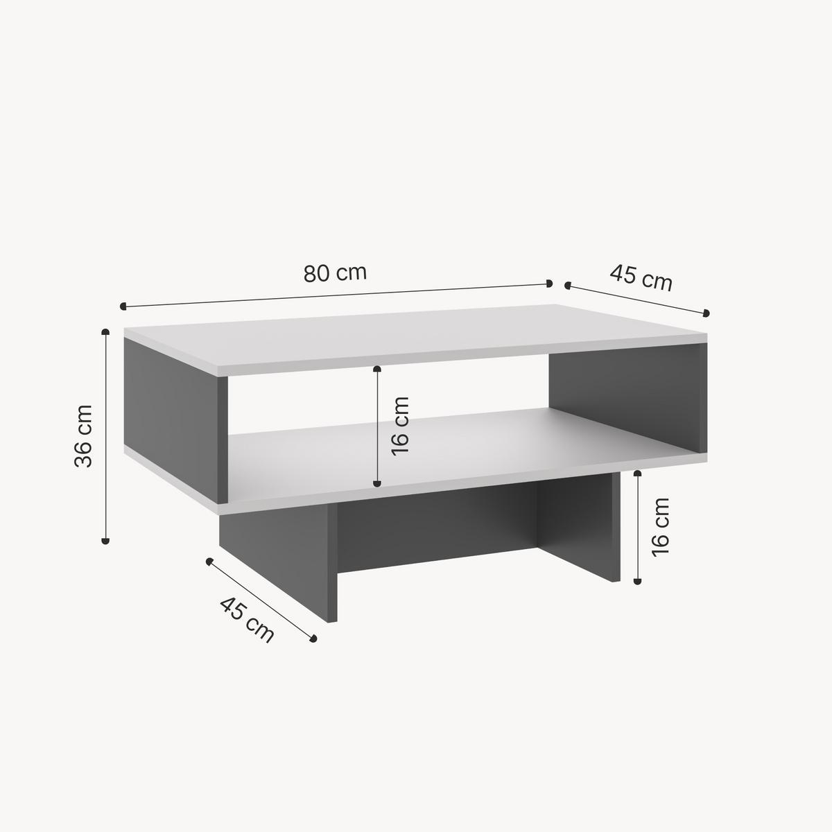 COUCHTISCH Mjölby 80/45/37 - Anthrazit, Holzwerkstoff (45/80/37cm) - [en.casa]