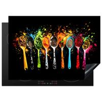 HERDABDECKPLATTE Löffel - Gewürze - Modern - Graffiti - Farbe - Farbenfroh Herdabdeckung Induktionsfeld 75x52 cm - Multicolor, Kunststoff (75/52/0.2cm) - MuchoWow