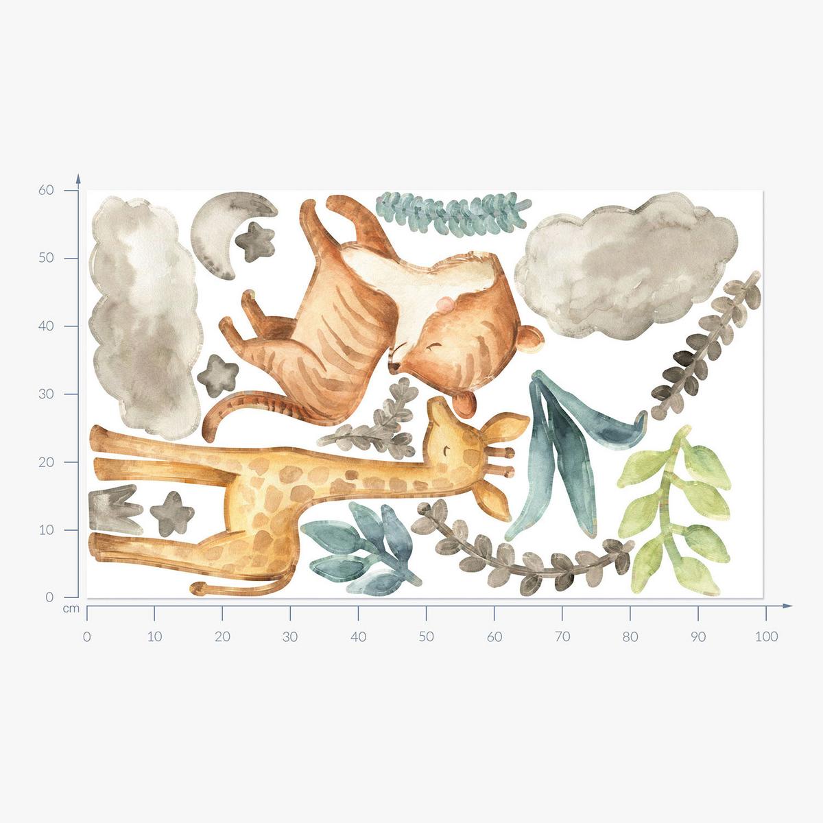 WANDAUFKLEBER 60x99cm - Pflanzen und Tiere - Multicolor, Kunststoff (60/99/0.1cm) - Wallfluent