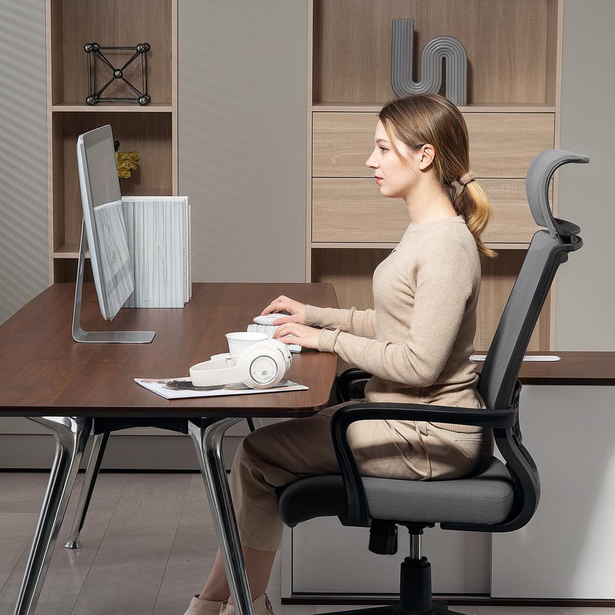 BÜROSTUHL Polyester Schaumstoff Dunkelgrau - Dunkelgrau, Kunststoff (60.5/117/69cm) - HOMCOM