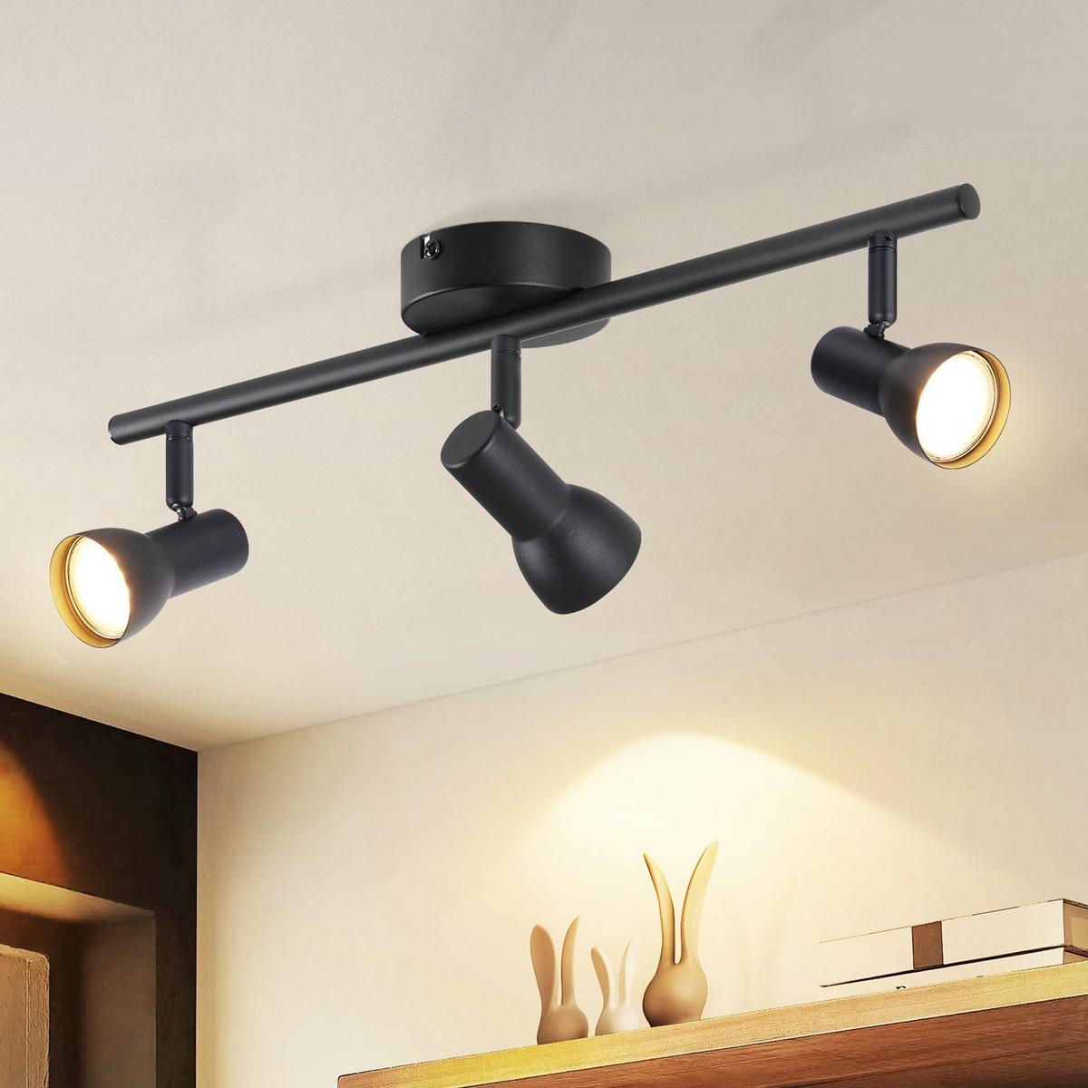 DECKENSTRAHLER Maier 3-flammig 42.5/8/15.5cm - Schwarz, Metall (42.5/8/15.5cm) - Nettlife