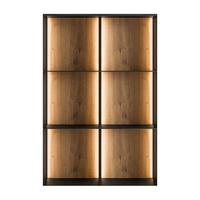 METALLREGAL QUADRO IV mit LED-Beleuchtung - Schwarz/Eiche Artisan, Holzwerkstoff (66/99/20cm) - Lookway