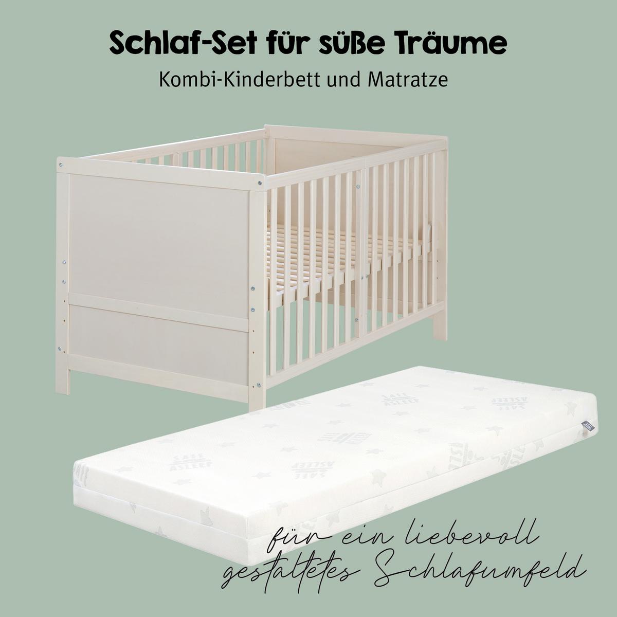 BABYBETT mit Matratze Easy Sleep 70 x 140 cm - Hellgrau, Holzwerkstoff/Textil (70/140cm) - Roba