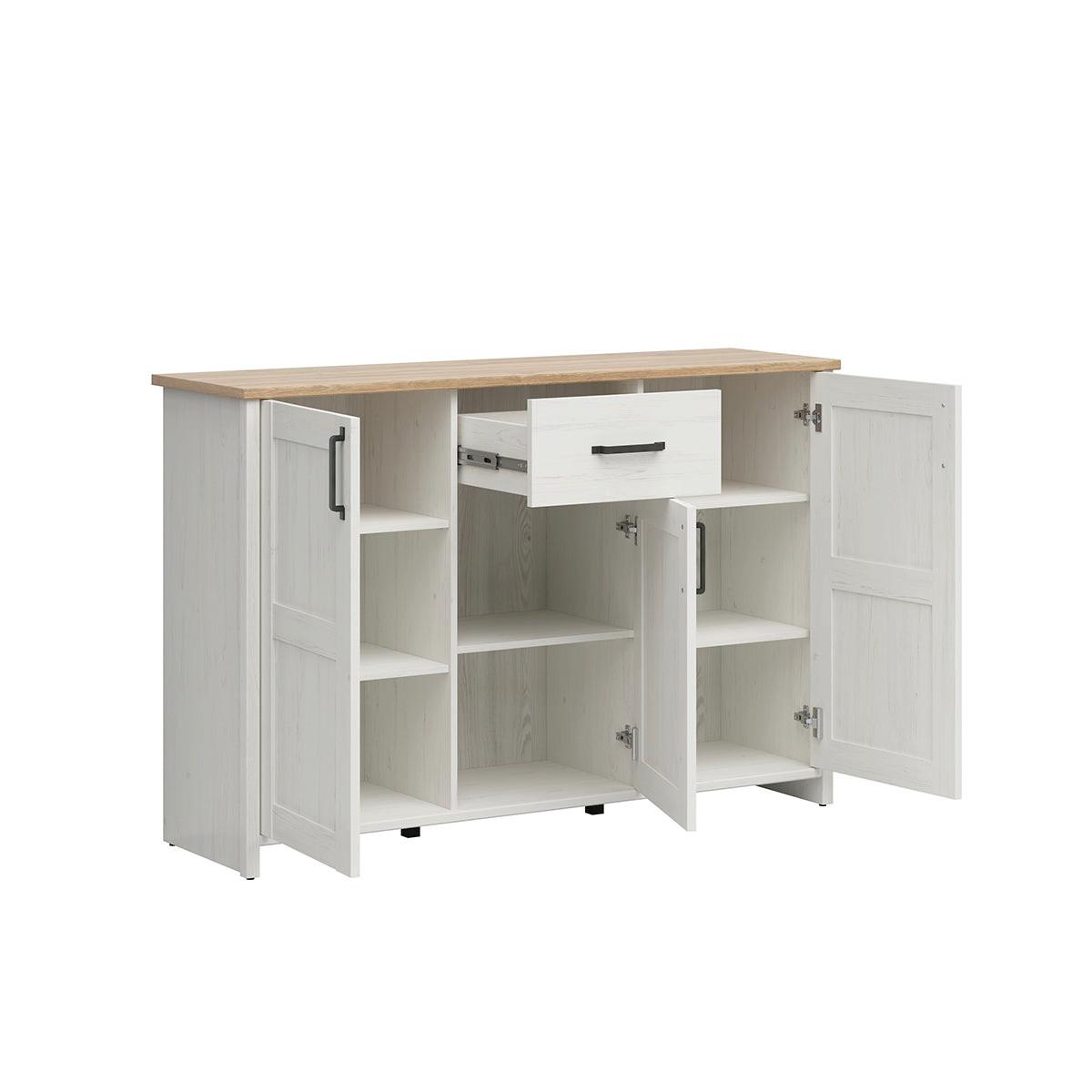SIDEBOARD Aksel Weiß und Holz - Weiß, Holzwerkstoff (148/99/43cm) - Petits-meubles