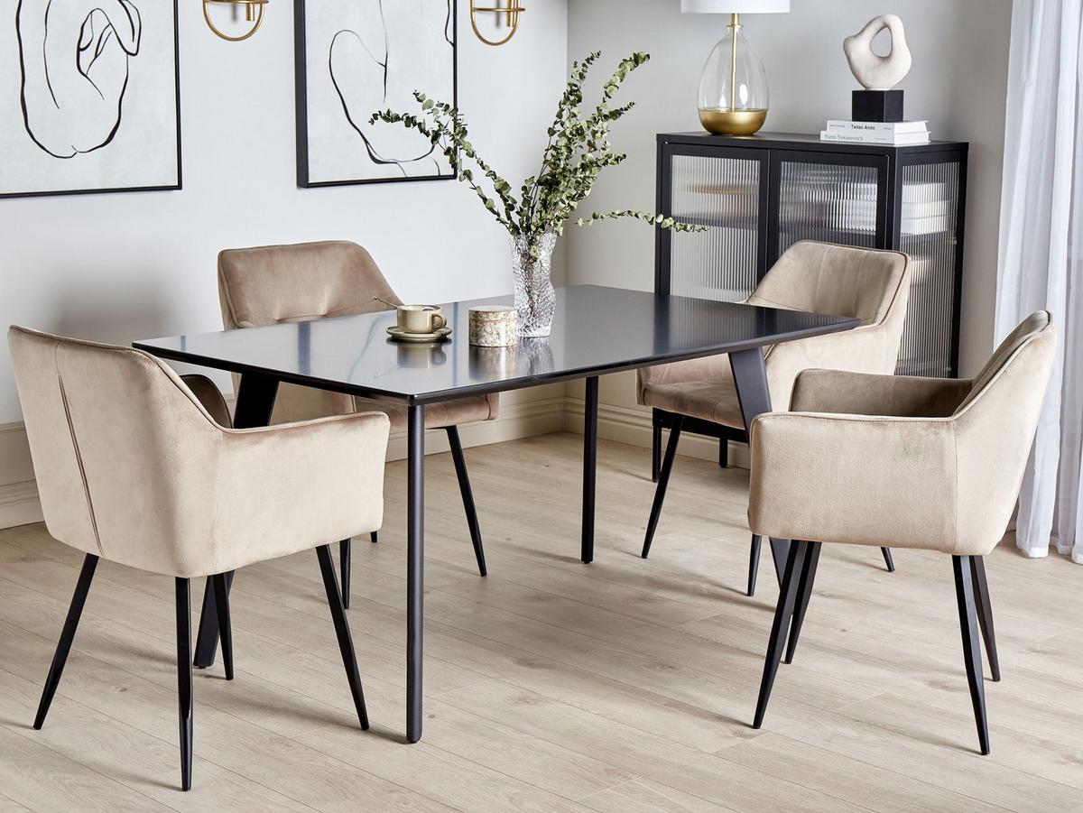 ESSTISCH 150/90/75 cm Schwarz Rechteckig Dorcas - Schwarz, Holzwerkstoff (150/90/75cm) - Beliani