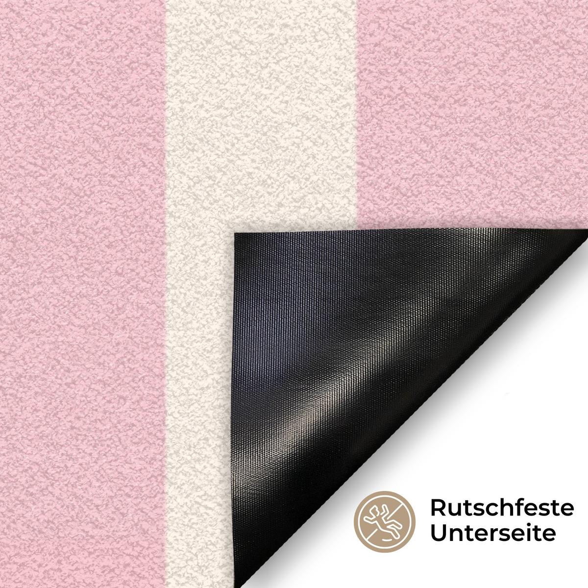 FUSSMATTE Hola - Zitat - Streifen - Pastell - Rosa - Rot - Weiß Schmutzfangmatte 90x60 cm - Rosa, Kunststoff (90/0.4cm) - MuchoWow