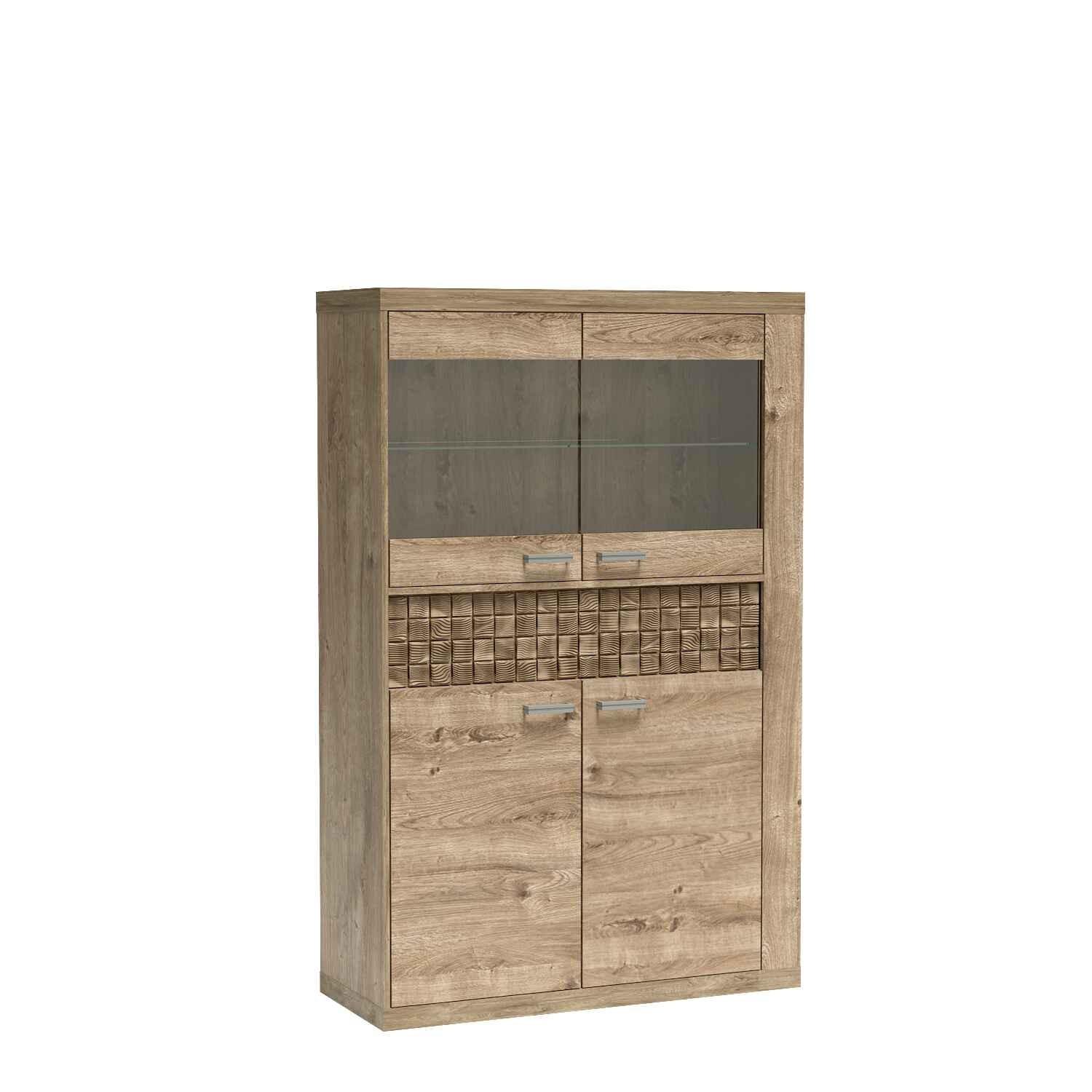 VITRINE YASUO 159,5 / 102 cm in Eichefarben - Eichefarben, Holzwerkstoff (102/159.5/40.5cm) - MASSENO