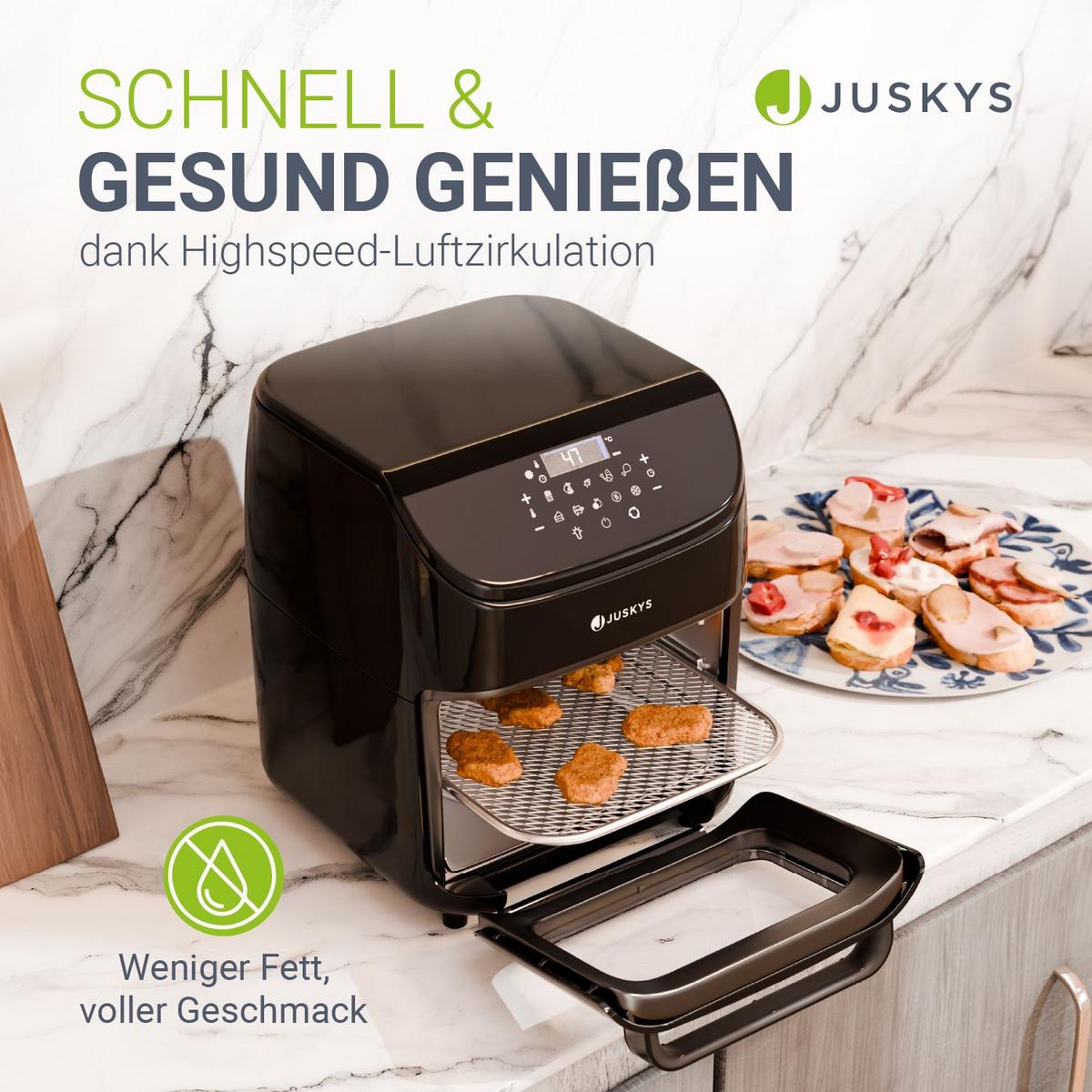 HEISSLUFTFRITTEUSE 12 L - Schwarz, Kunststoff (32/38/34cm) - Juskys