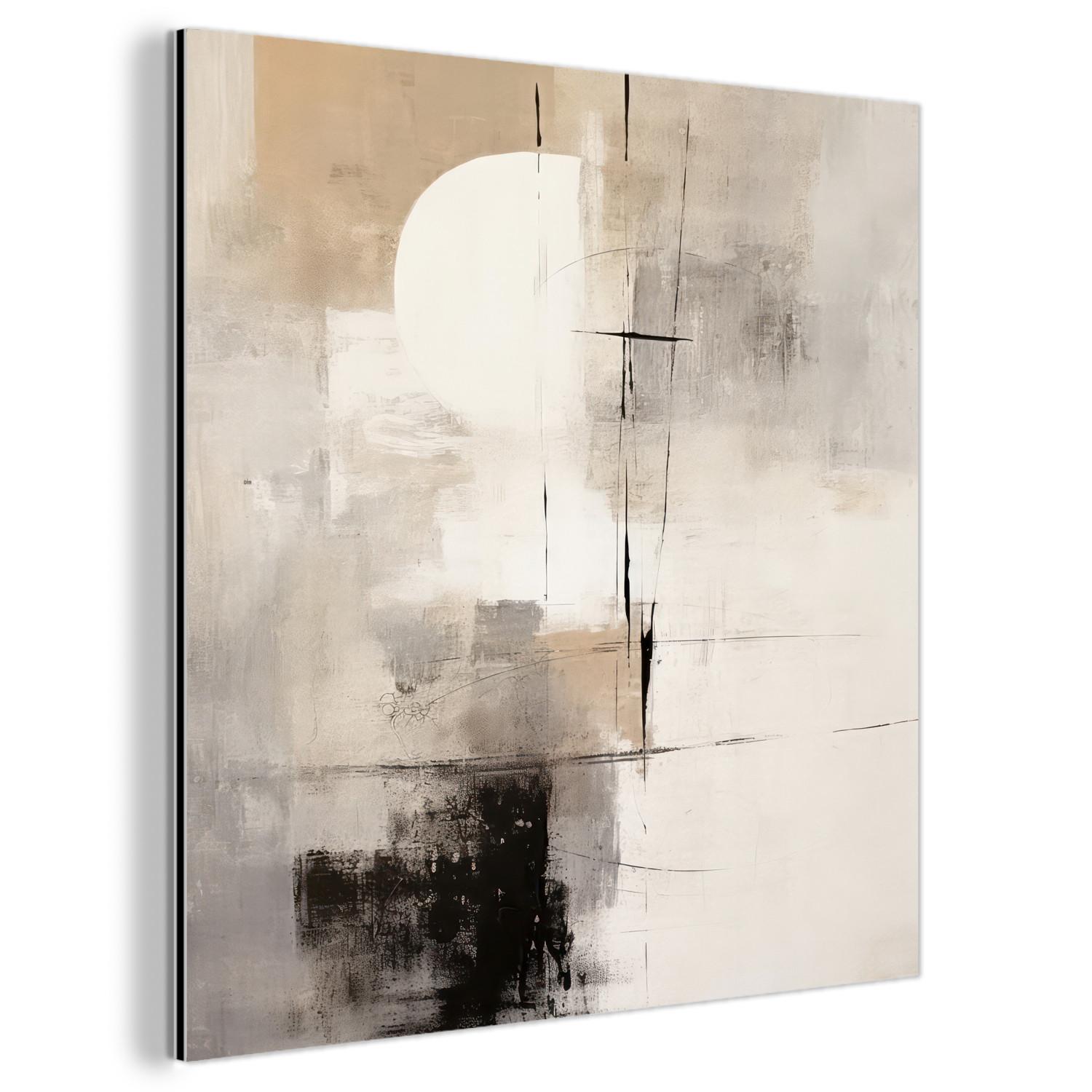 METALLBILD Abstrakt - Kunst - Grau 90x90 cm - Hellgrau, Metall (90/90cm) - MuchoWow