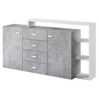 SIDEBOARD BOTTEGA 180/98/37 cm mit 4 Schubladen und 2 Türen Weiß - Titanfarben/Weiß, Holzwerkstoff (180/98/37cm) - MASSENO