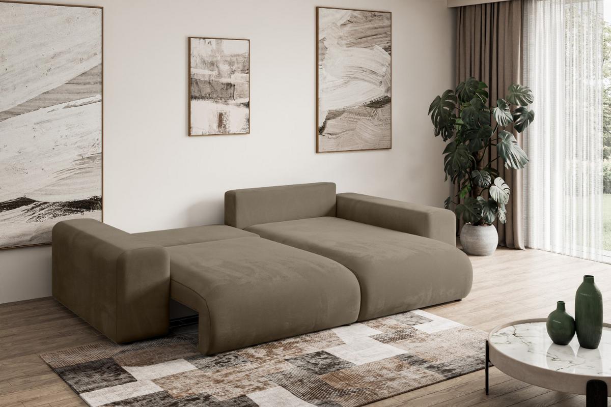 ECKSOFA Ottomane rechts ESKAR-L 266x176x72 Braun Velours - Schwarz/Braun, Holzwerkstoff/Kunststoff (176/266cm) - ALTDECOR