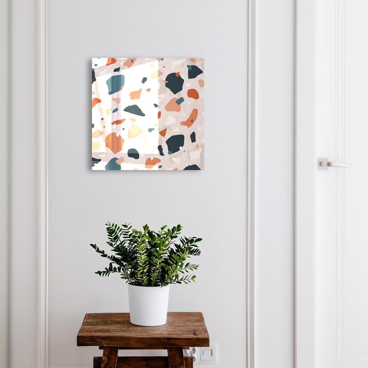 SCHLÜSSELBOX Schwarz 30x30 cm- Türöffnung nach rechts - Farbenfrohes Chaos - Orange, Metall (30/30/5cm) - TULUP