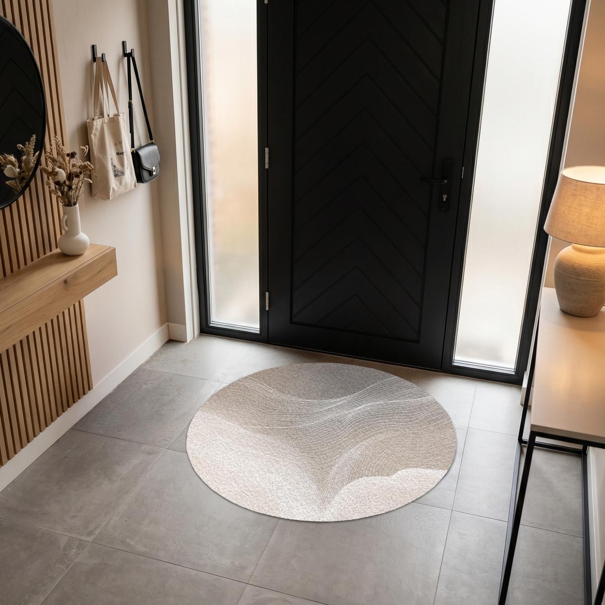 FUSSMATTE Wellenlinien - Luftströme - Harmonisch Schmutzfänger 120x120 cm - Beige, Kunststoff (120/0.4cm) - MuchoWow