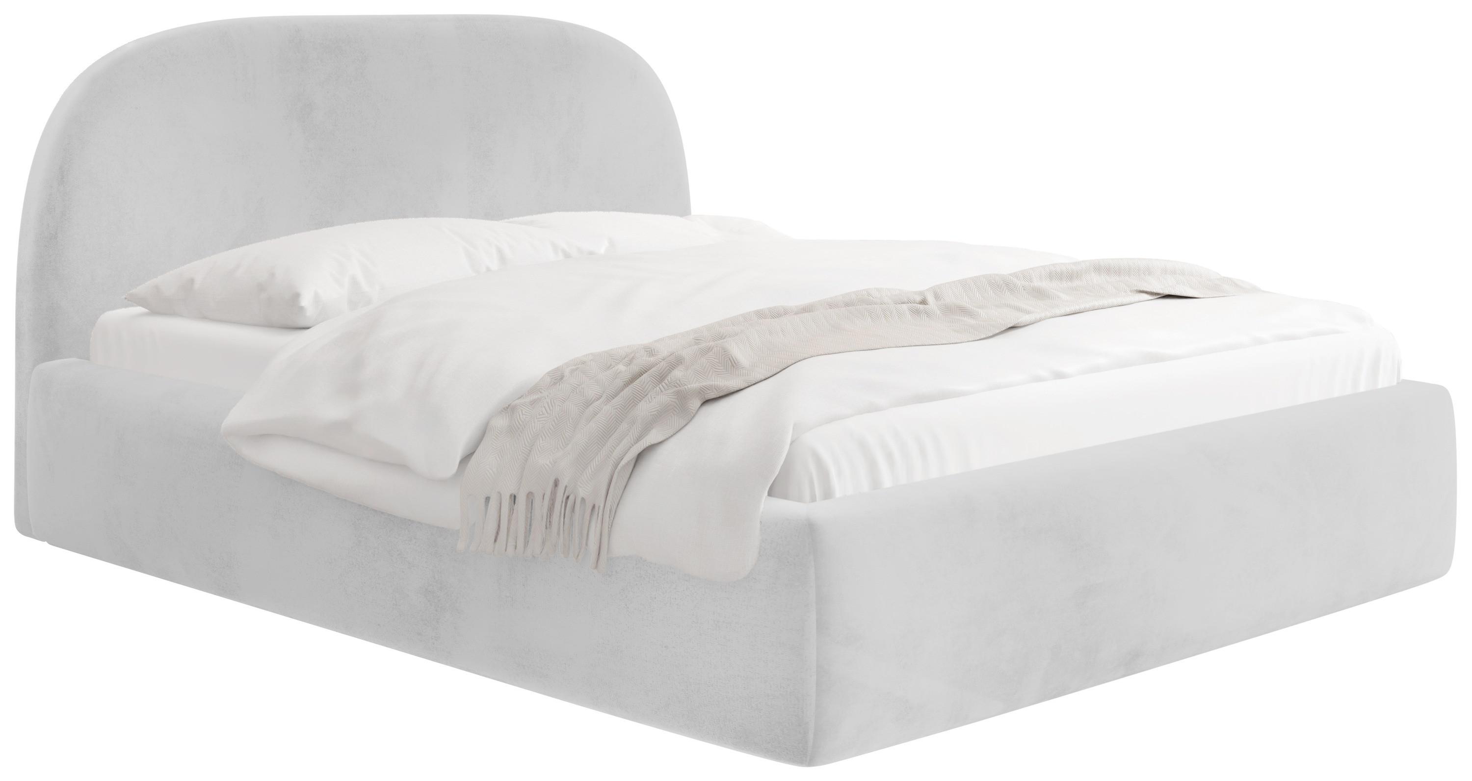 POLSTERBETT Puro mit Bettkasten, Hellgrau Samt 180 x 200 cm – mit Metall-Lattenrost - Birkefarben/Hellgrau, Kunststoff/Textil (180/200cm) - WFL GROUP